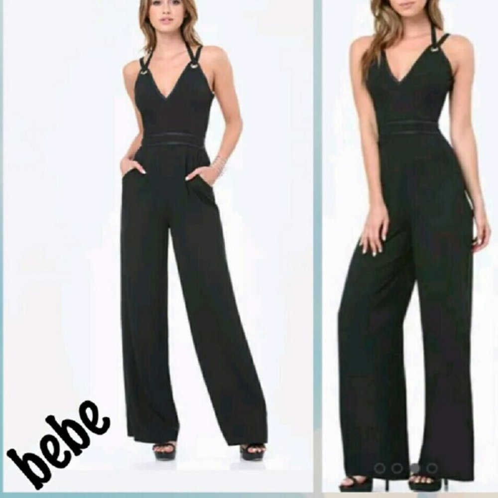 NWT BEBE GROMMET STRAPPY JUMPSUIT $140.00+